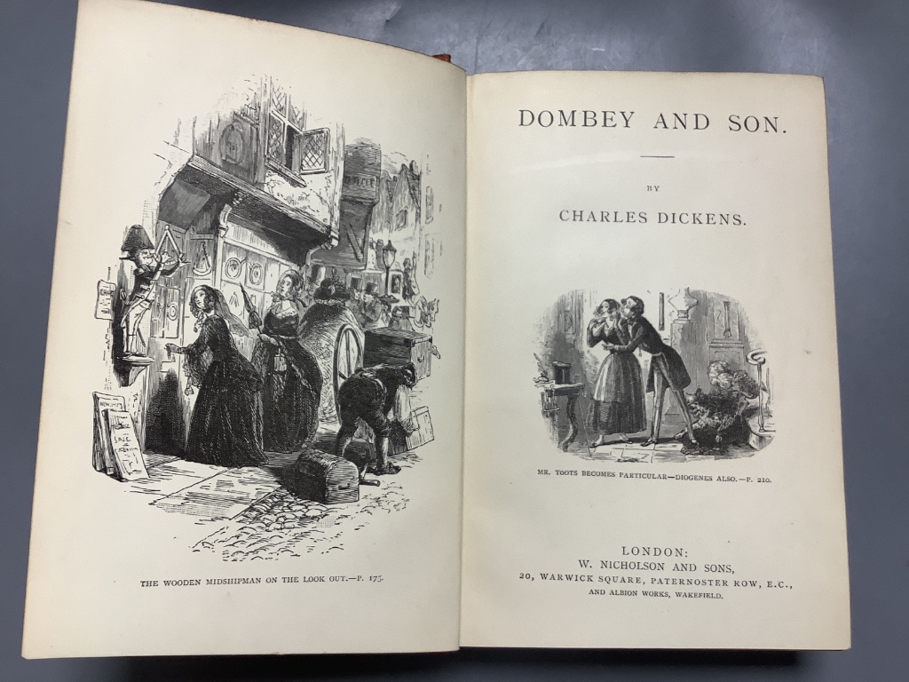 Dickens - Dombey & Son, published by Bradbury and Evans London, 1848, and David Copperfield 1850, both illustrated by HK Browne and a later volume and Turner, Elegant extracts or useful and entertaining passages in prose